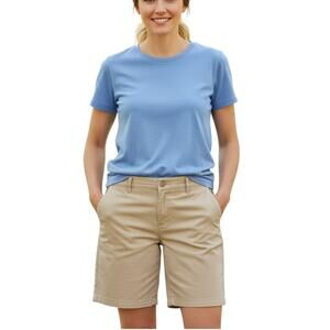 Liz Claiborne Bermuda Shorts 16 Khaki Beige Golf Cotton Stretch Pockets GUC